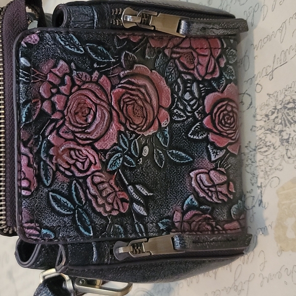 Leather Rose Crossbody or Shoulder Mini Purse - Picture 2 of 4